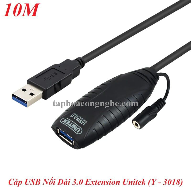 Unitek 98568 Y-3018 3.0 10M màu Đen Cáp Usb Nối Dài Extension kèm nguồn 30098568